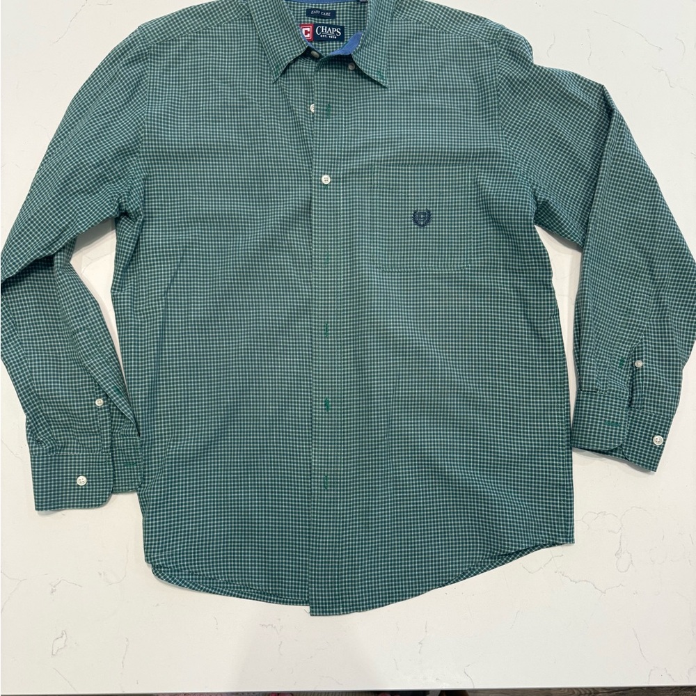Chaps Green Plaid Casual Shirt - Picture 1 of 5